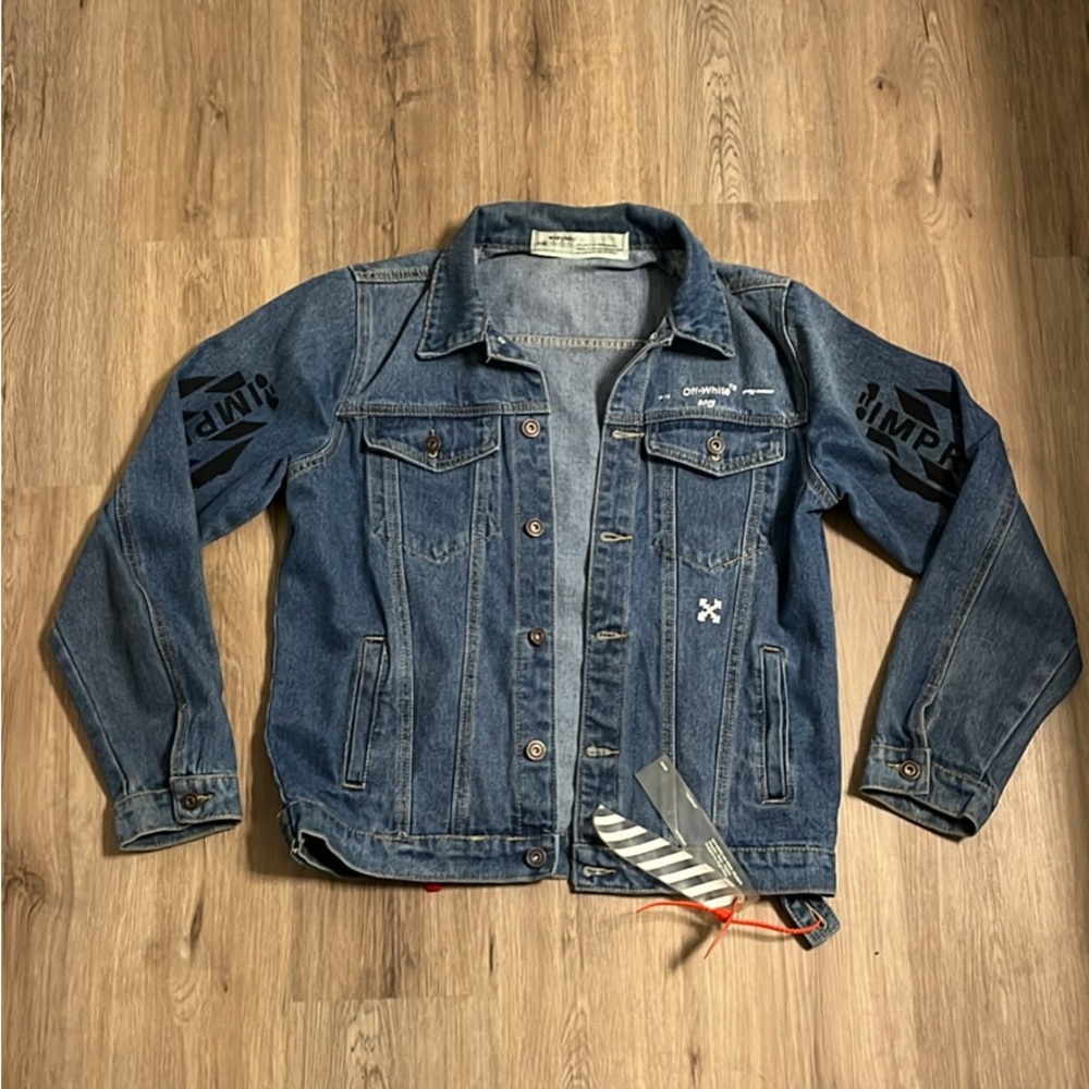 Off-White Blue Denim Jacket with Black Details